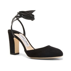 Jimmy Choo Lucia Suede black lace ankle sandals